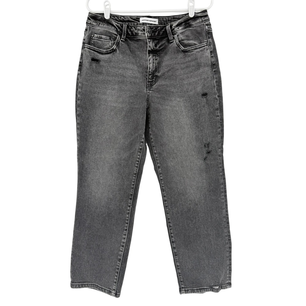 Flying Monkey Womens Stretch Distressed Jeans 32x28 Black High Rise Straight Leg
